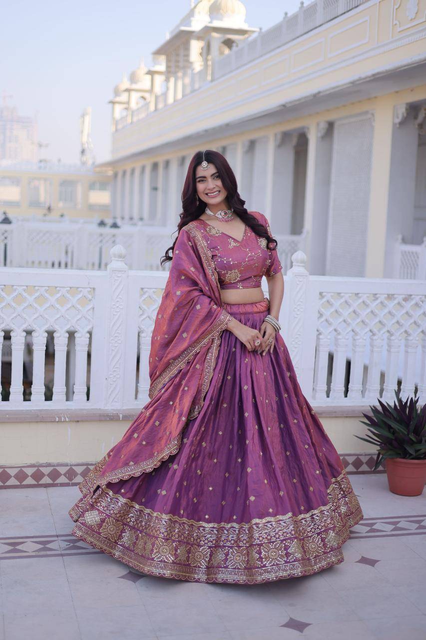 KA 5066 Silk Purple Fancy lehenga choli supplier in Surat